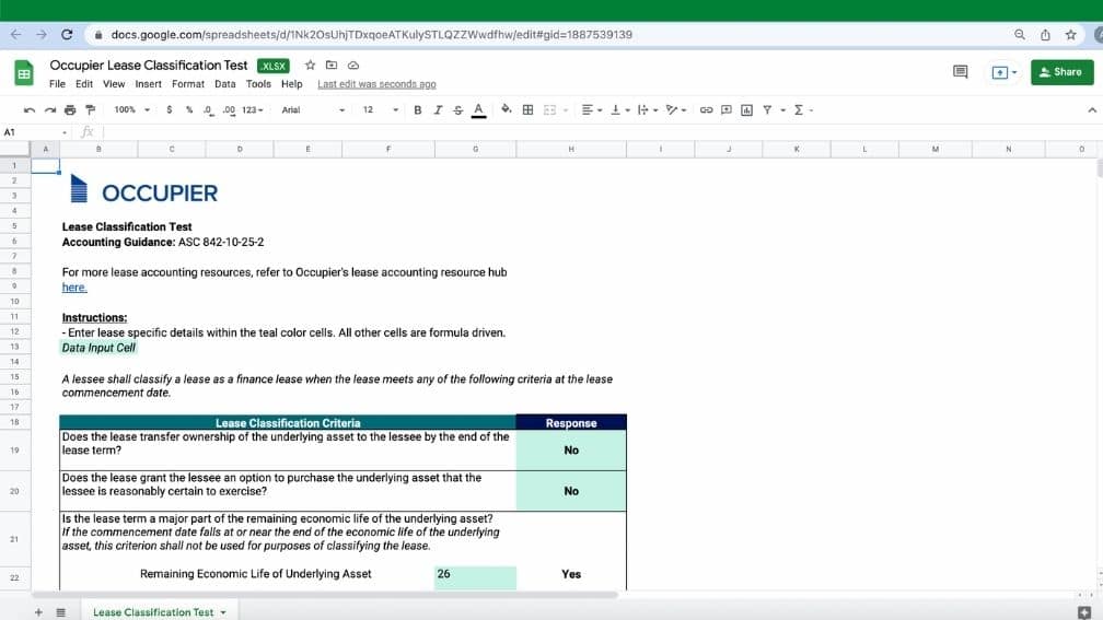 Occupier Lease Classification Test