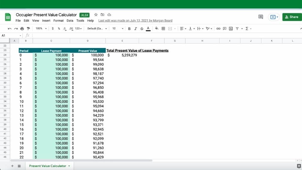Present Value Calculator Occupier