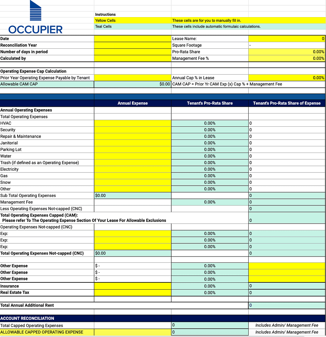 CAM Reconciliation Template Sneak Peek