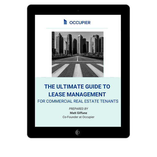 Tablet showing Occupier Ultimate Guide to Lease Management