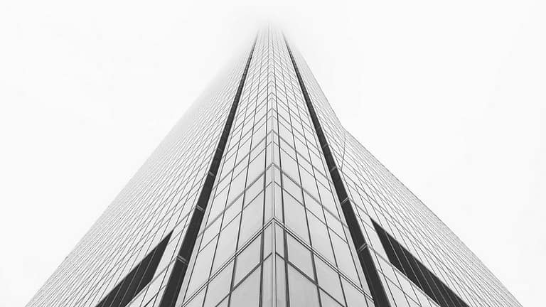 Upward view of skyscraper building