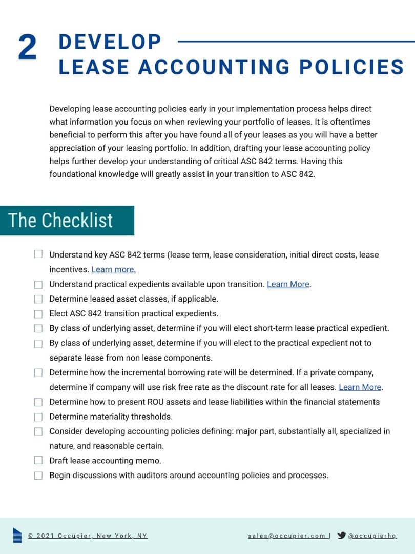 ASC 842 Accounting Checklist - Occupier