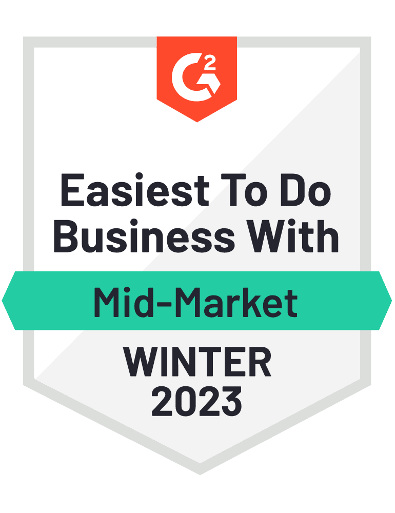 G2 Badge Easiest To Do Business With Mid-Market Winter 2023